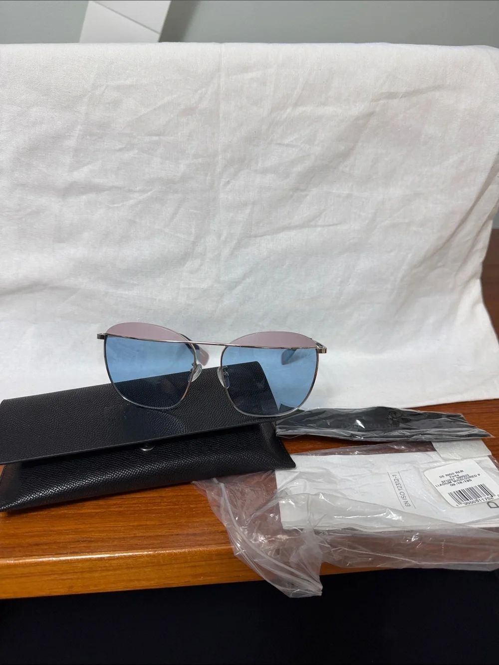 Furla Silver Frame Sunglasses with Blue Lenses